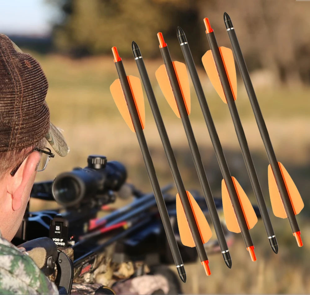 6/12/24pcs 7.5/15 Inch Carbon Crossbow Arrow Bolts 2 Pices Plastic Feathers Archery Arrows for Crossbow Hunting Shooting