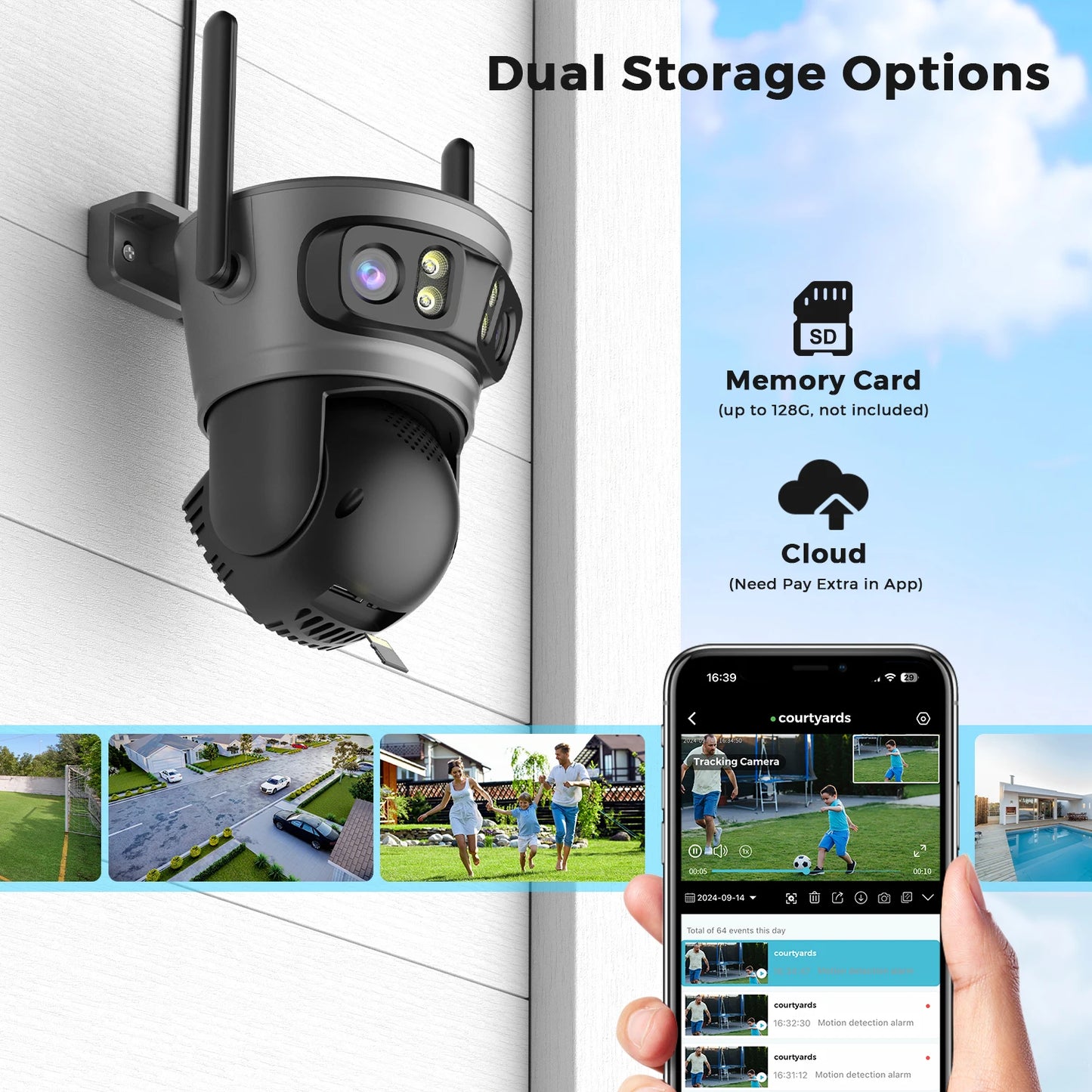 15MP Three Lens PTZ IP Camera Outdoor 6K HD Three Screen WiFi Security Camera Auto Tracking 10MP 4K Dual Len Wirelss CCTV Camera