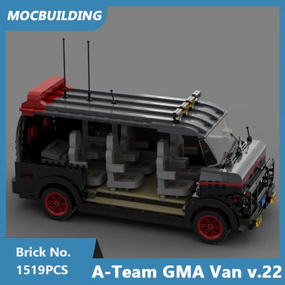 MOC Building Blocks A-Team GMA Van V.22 Model DIY Assembled Bricks Transportation Truck Creative Vehicle Xmas Toys Gifts 1519PCS