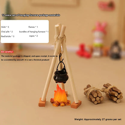 1 Set Micro Garden Landscape Decoration 1:12 Dollhouse Camping Campfire Scene Model Miniature Bonfire Ornament DIY Accessories