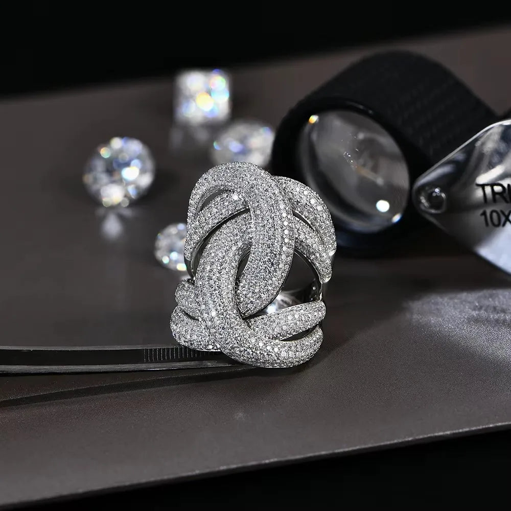 Luxurious Full-diamond AAAA Zircon Ring - High-quality Hip-hop Style Shiny Zircon Ring for Women's Party Jewelry Gift