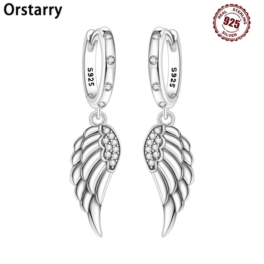 Orstarry 925 Sterling Silver Sparkling Wings Earrings Original Jewelry Drop Earrings Women Jewelry Party Trendy Anniversary Gift