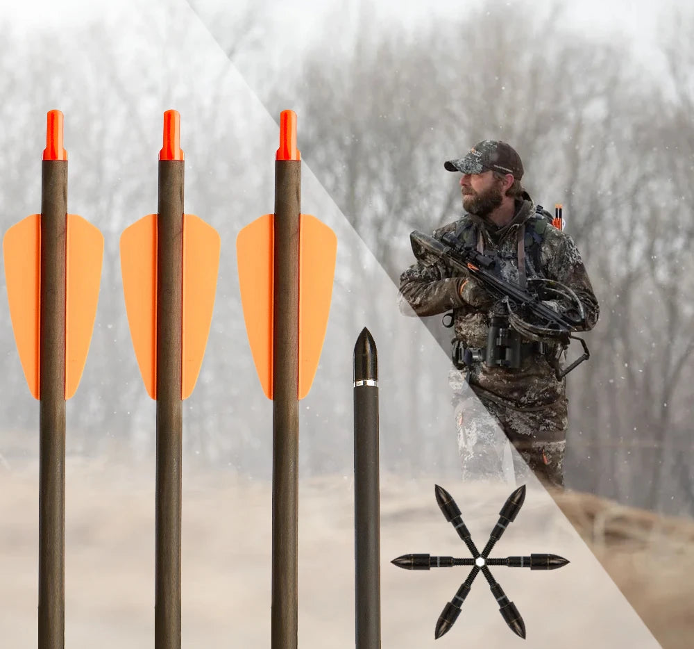 6/12/24pcs 7.5/15 Inch Carbon Crossbow Arrow Bolts 2 Pices Plastic Feathers Archery Arrows for Crossbow Hunting Shooting