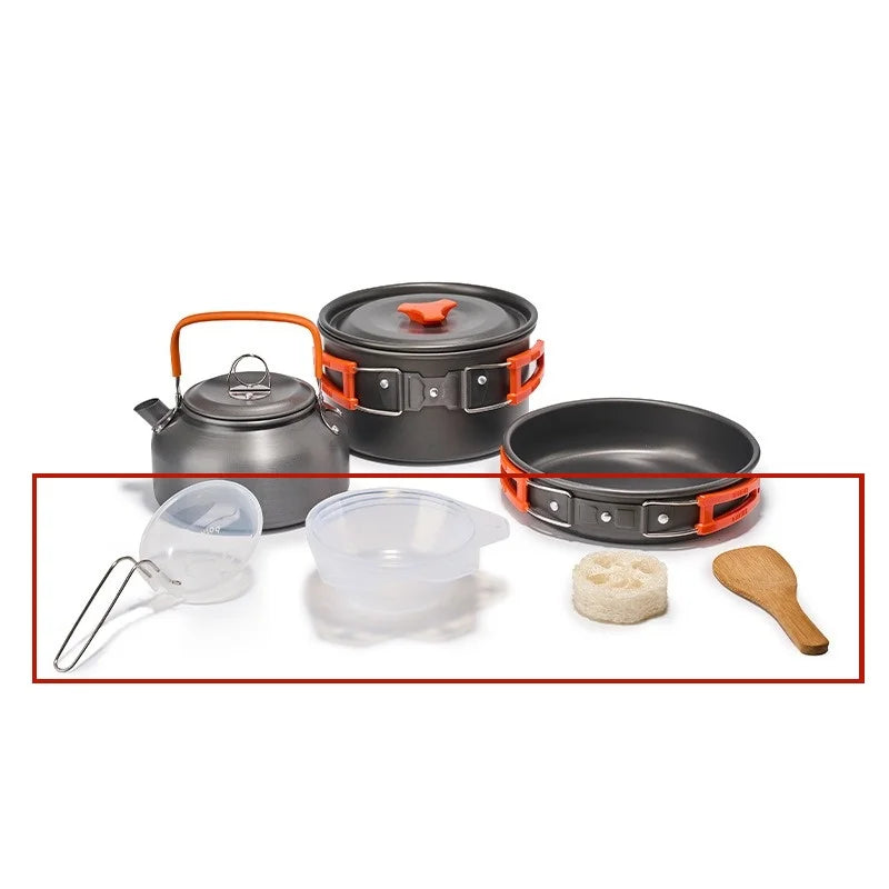Camping Cookware Set for 1-3 Persons, Lightweight and Portable Pot and Pan with Carrying Bag, Perfect for Outdoor Camping