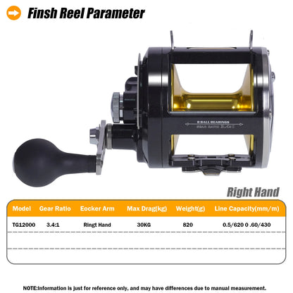 Trolling Drum Fishing Reels All Aluminum Alloy Body Sea Saltwater Accessories Drag 30KG Jigging Reel Boat Carretilha De Pesca