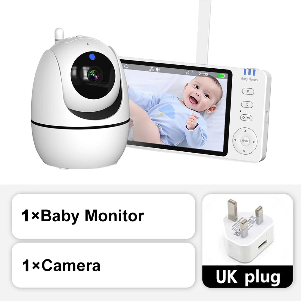 5'' Video Baby Monitor 2.4G Mother Kids Night Vision Zoom PTZ Video Surveillance Cameras With Temperature display Screen ABM501