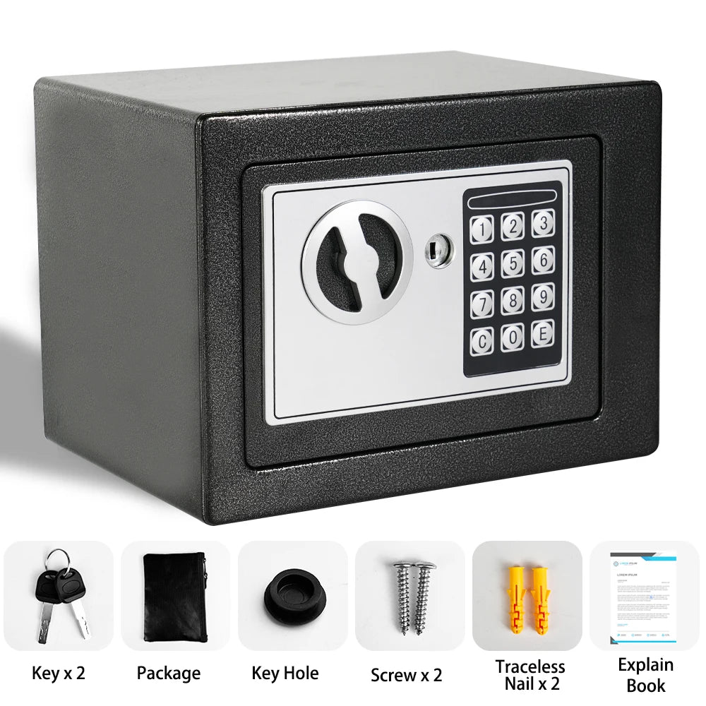DayPlus Digital Safe Househol Steel Safe Box Currency Vank Deposit Box with Key to Safely Store Cash Jewelry