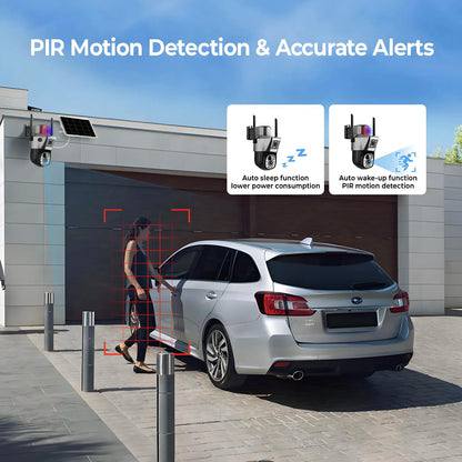 4K Wireless WiFi Solar Outdoor Camera  8MP Dual Lens 4G Sim IP Surveillance Cam PIR Night Vision Mobile Detection Security CCTV