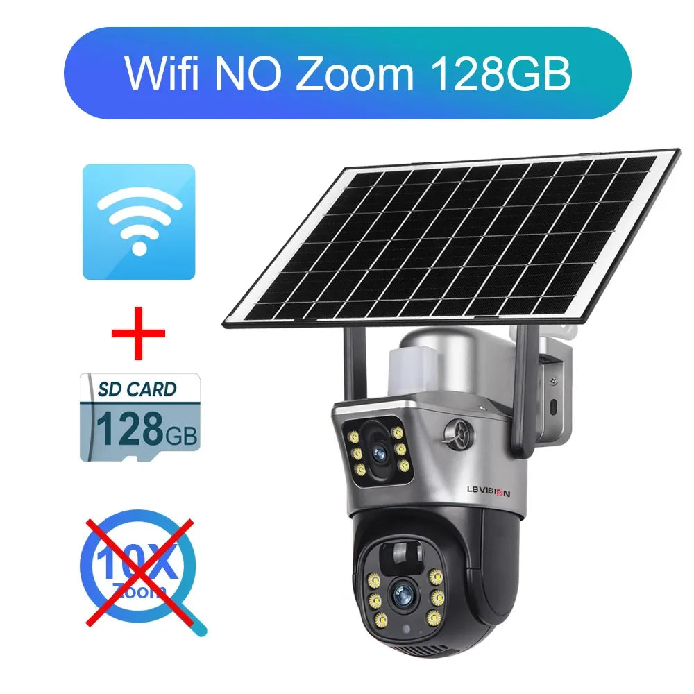 LS VISION 12MP 4G SIM Card Dual Screen Solar Camera Outdoor 6K 10XZoom WiFi PTZ Human Auto Tracking Waterproof Security Cameras