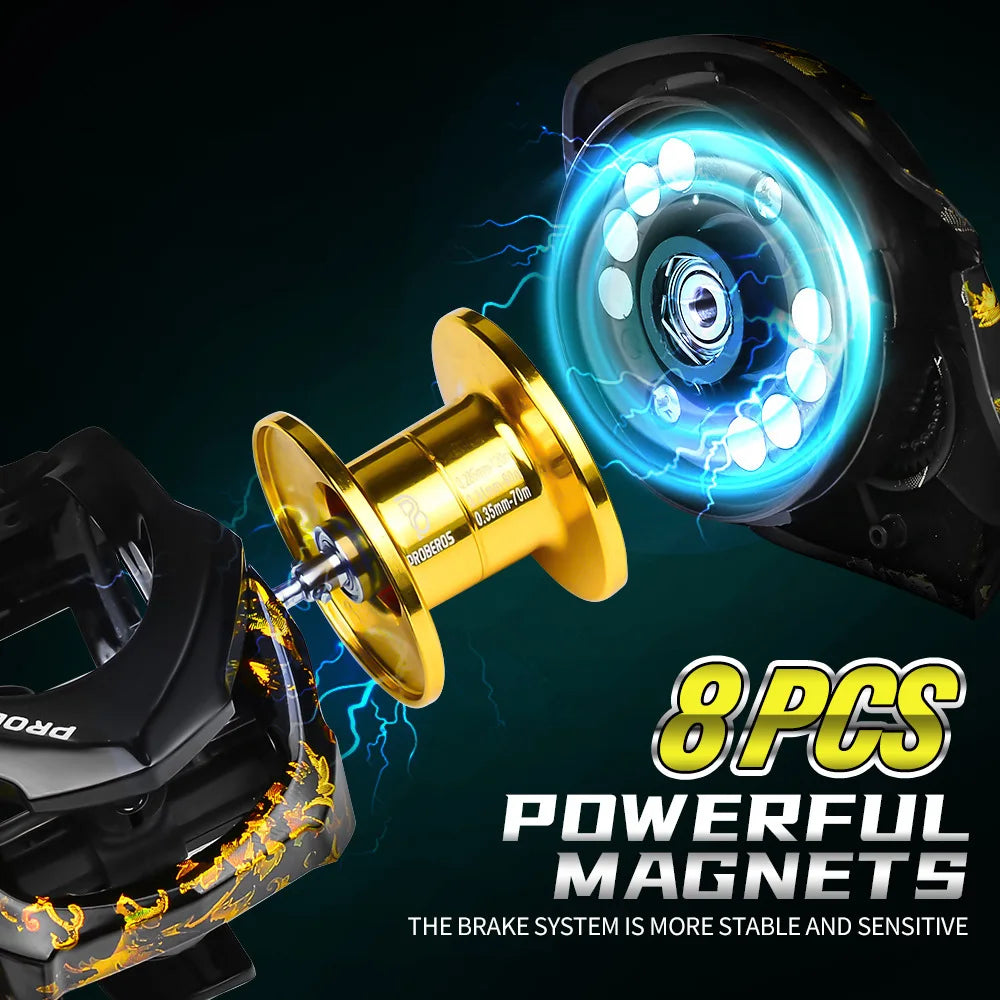 Baitcasting Fishing Reel 7.2:1 Gear Ratio 8Kg/17.6Lb Max Drag Casting Reel with Metal Spool for Freshwater Saltwater Pesca