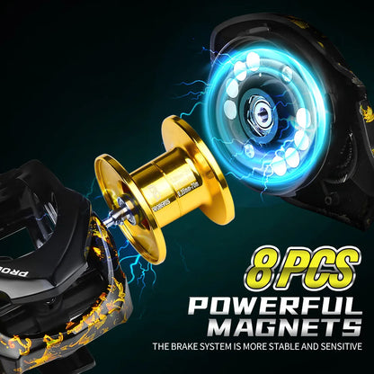 Baitcasting Fishing Reel 7.2:1 Gear Ratio 8Kg/17.6Lb Max Drag Casting Reel with Metal Spool for Freshwater Saltwater Pesca