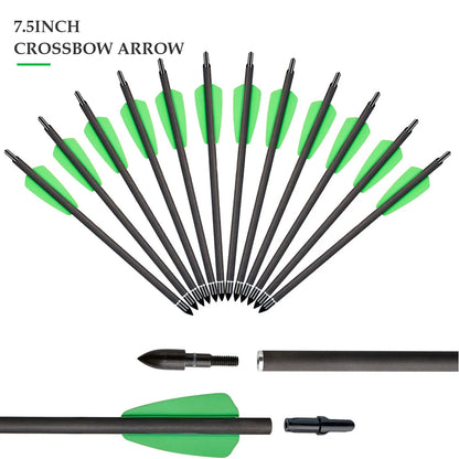 6/12/24pcs 7.5/15 Inch Carbon Crossbow Arrow Bolts 2 Pices Plastic Feathers Archery Arrows for Crossbow Hunting Shooting