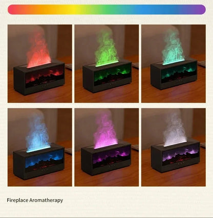 Simulated 3D flame aromatherapy machine, essential oil humidifier, color atmosphere lighting with remote control, holiday gift