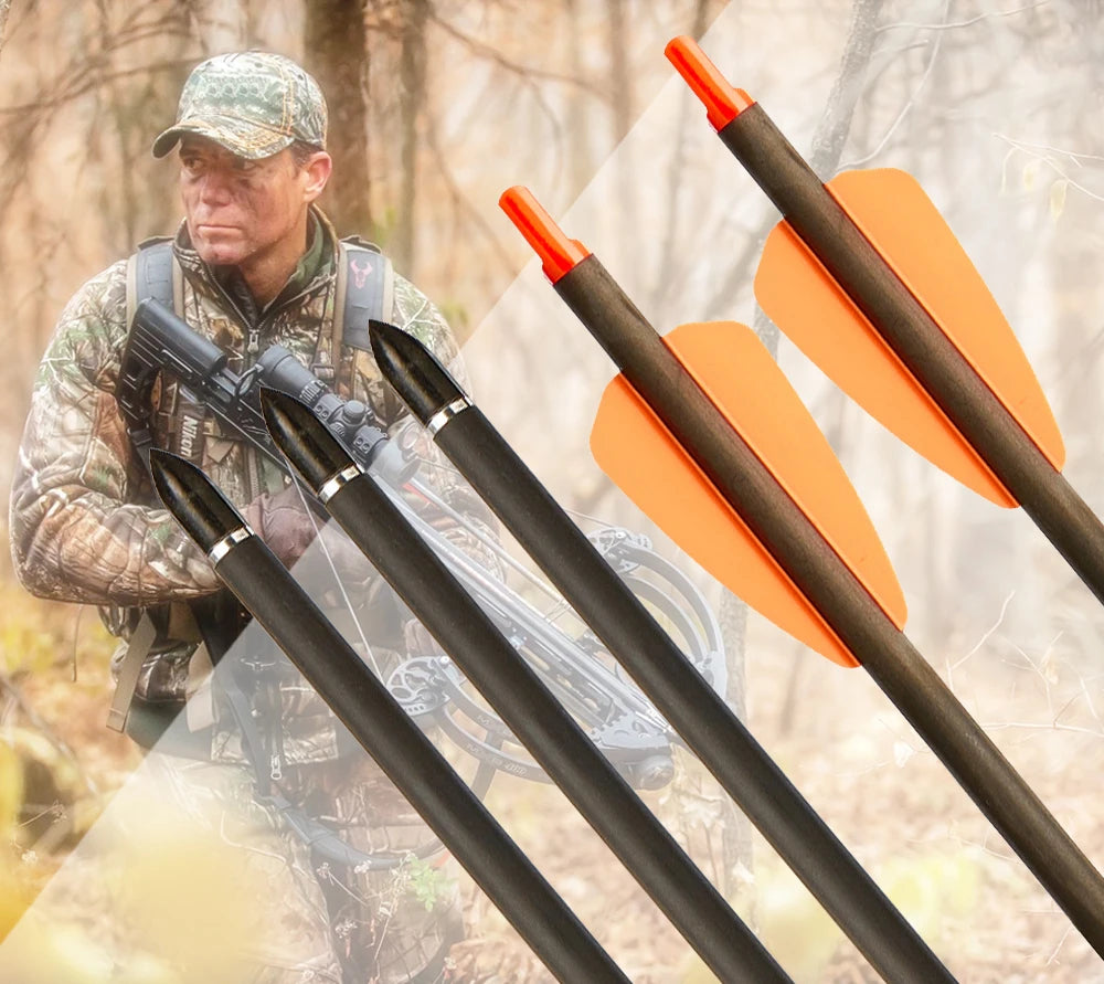 6/12/24pcs 7.5/15 Inch Carbon Crossbow Arrow Bolts 2 Pices Plastic Feathers Archery Arrows for Crossbow Hunting Shooting