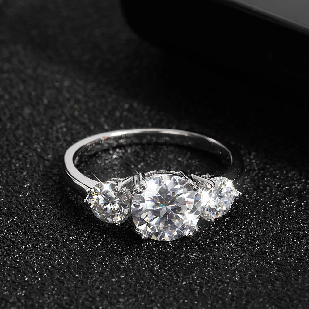 KNOBSPIN D VVS1 Moissanite Ring for Woman Engagement Wedding Jewely with GRA 925 Sterling Sliver Plated White Gold Eternity Band