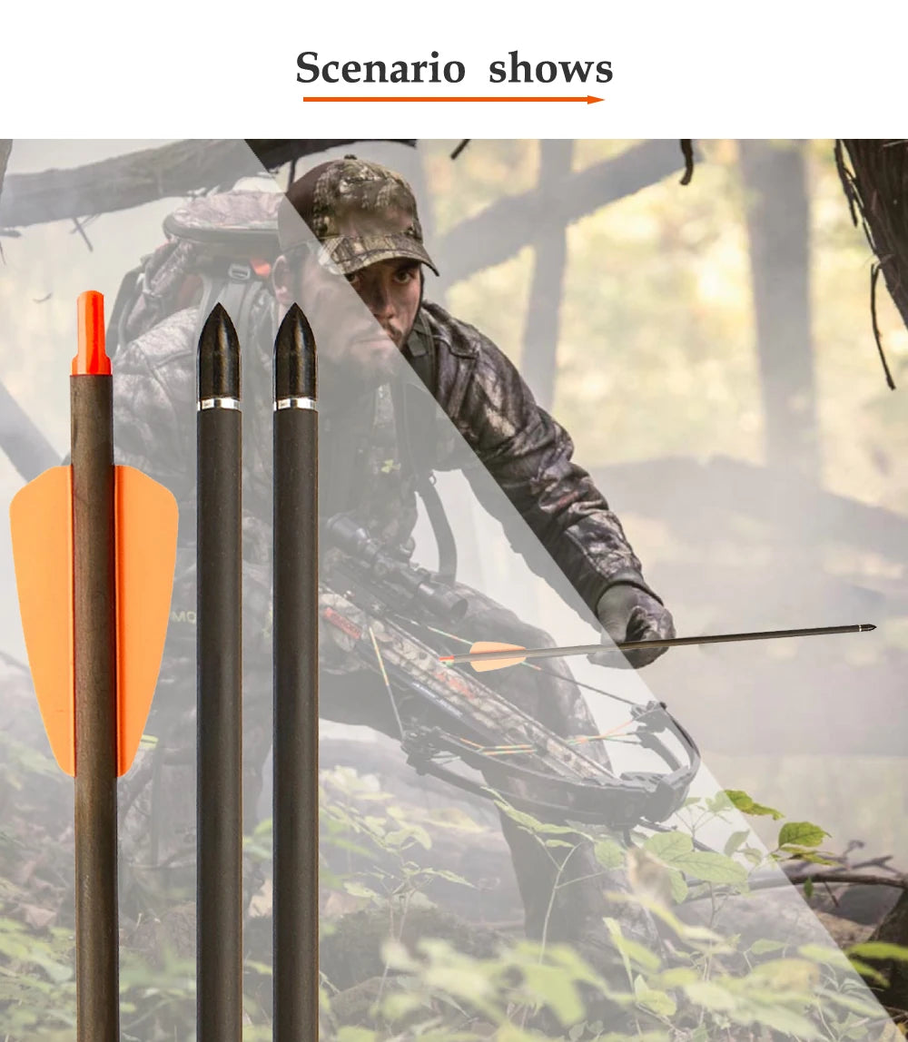 6/12/24pcs 7.5/15 Inch Carbon Crossbow Arrow Bolts 2 Pices Plastic Feathers Archery Arrows for Crossbow Hunting Shooting