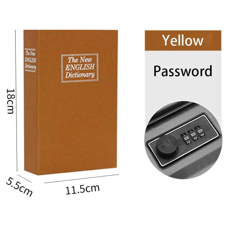 Book Safe Box Home Dictionary Metal Safe Box Secret Stash Box Metal Secret Hidden Dictionary with Password Lock Key Lock Box