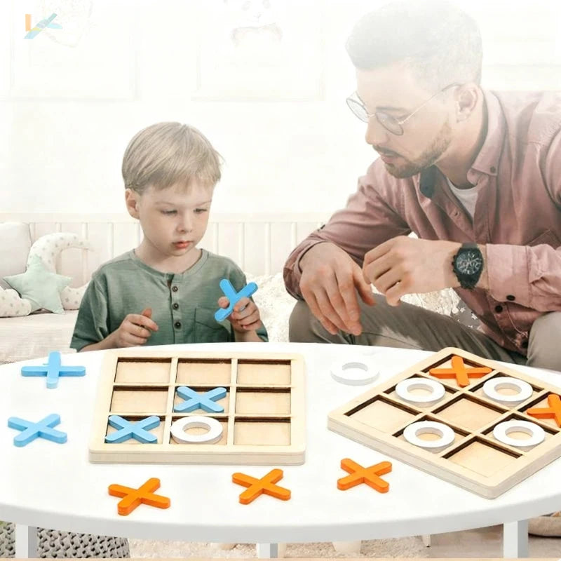 Solid Wooden Tic Tac Toe Board Game Montessori Toys - Perfect for Family Fun and Backyard Entertainment!