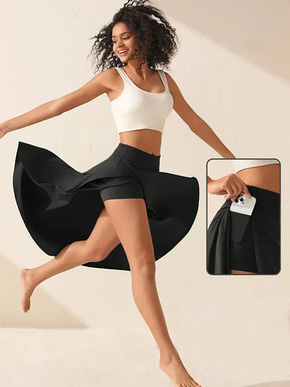 European and American women's dress with irregular temperament, elegant and fashionable solid color skirt