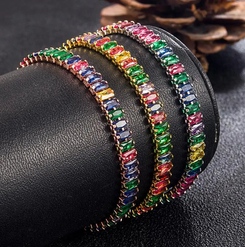 100% 925 Sterling Silver VVS1 3EX D Color 5*7MM Emerald Cut Diamonds Gemstone Real Moissanite Bracelets Bangle Jewelry