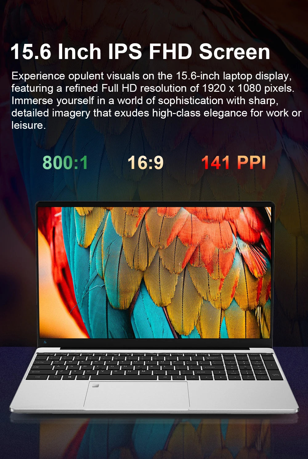 15.6inch Intel Notebook PC Ultra Slim Laptop Intel Celeron N4000 16GB RAM 1TB 2TB SSD Office Study Computer PC Windows 11 Pro