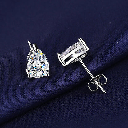 1/2/4Carat Waterdrop Shape Real Moissanite Earrings with Certificates 925 Silver Pear Cut Lab Diamond Stud Earring for Women Men