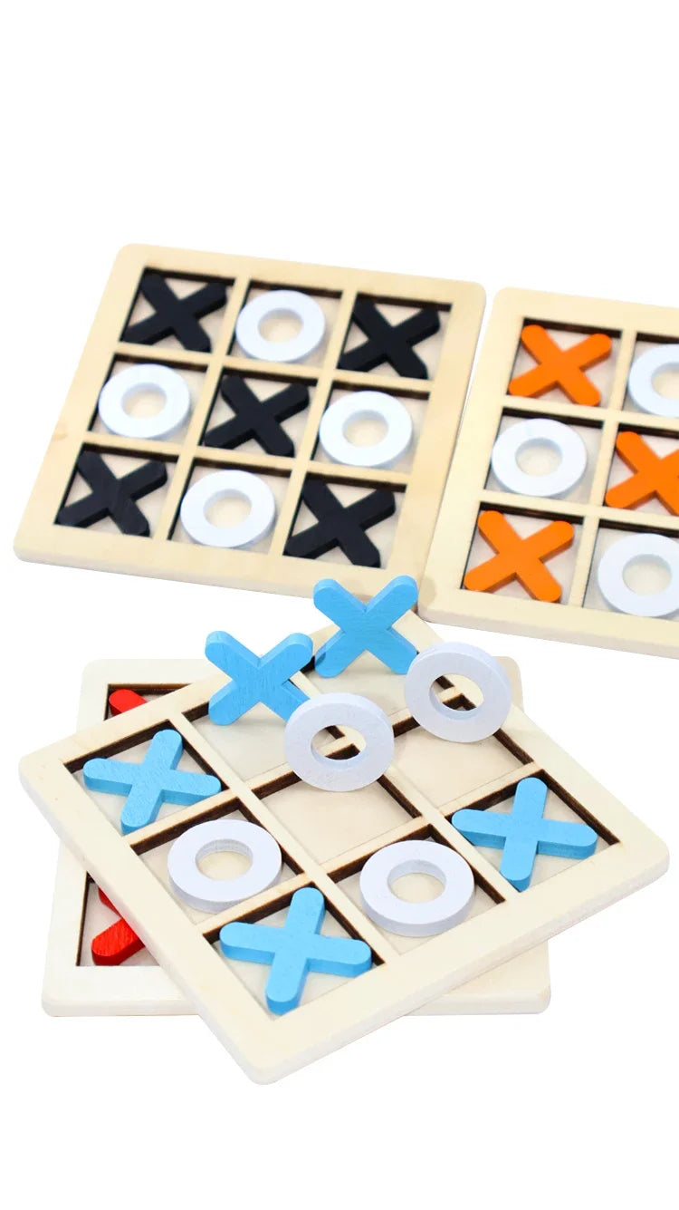 Solid Wooden Tic Tac Toe Board Game Montessori Toys - Perfect for Family Fun and Backyard Entertainment!