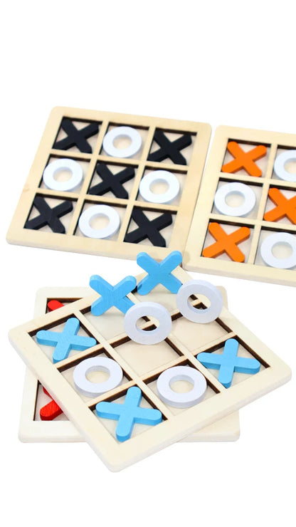 Solid Wooden Tic Tac Toe Board Game Montessori Toys - Perfect for Family Fun and Backyard Entertainment!