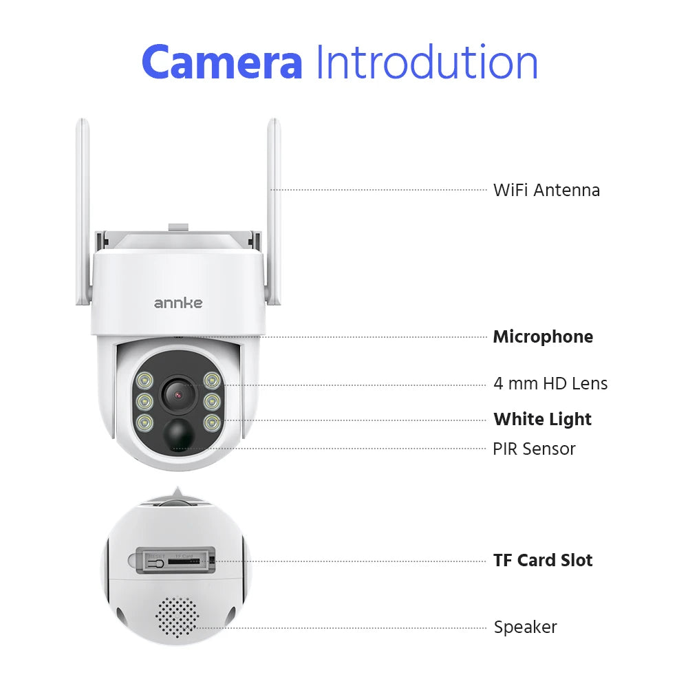 Annke 4MP Wireless PT Solar Camera 16CH NVR 2.4G&5.8G dual-band Security Camera Solar Built-in Battery Wifi security camera