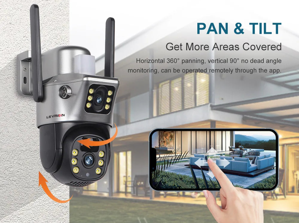LS VISION 12MP 4G SIM Card Dual Screen Solar Camera Outdoor 6K 10XZoom WiFi PTZ Human Auto Tracking Waterproof Security Cameras