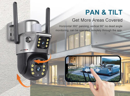 LS VISION 12MP 4G SIM Card Dual Screen Solar Camera Outdoor 6K 10XZoom WiFi PTZ Human Auto Tracking Waterproof Security Cameras