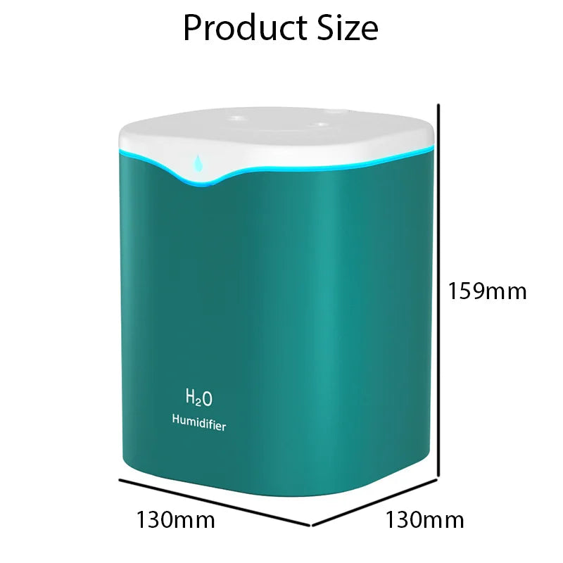 2000ML USB Air Humidifier Large Capacity Home Office Double Spray Port Essential Oil Diffuser Aroma Humificador Mist Fogger
