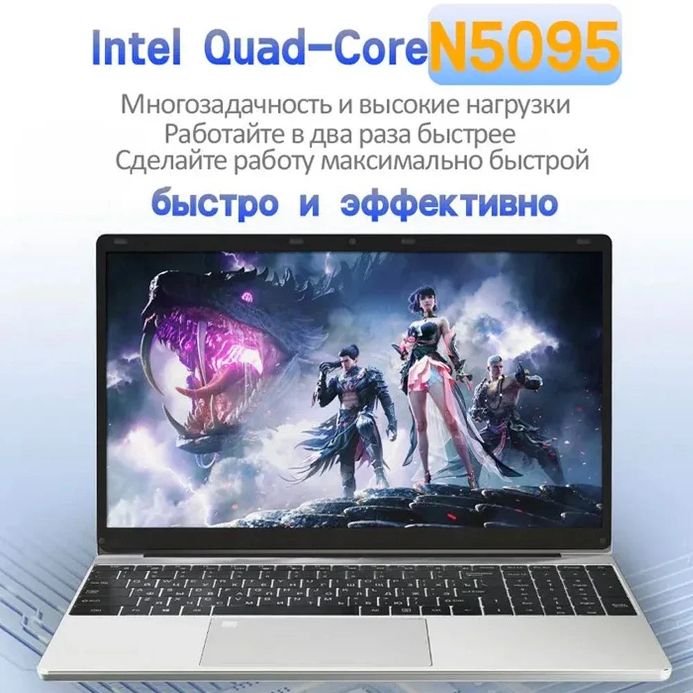 Laptop Intel N5095 15.6 Inch 16GB RAM 1TB SSD DDR4 Windows 11 Fingerprint Unlock Backlit Keypad HD Camera BT4.2 Computer PC