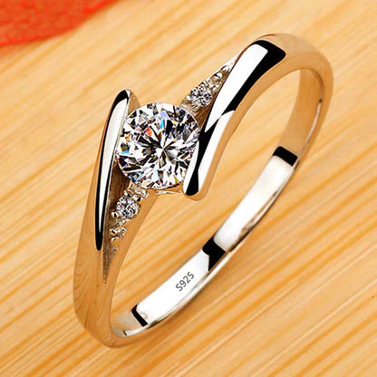 100% Certified 925 Silver Rings, Luxury 18K White Gold Natural Zirconia Diamant Wedding Band Women's Accessories Gift Jewelry