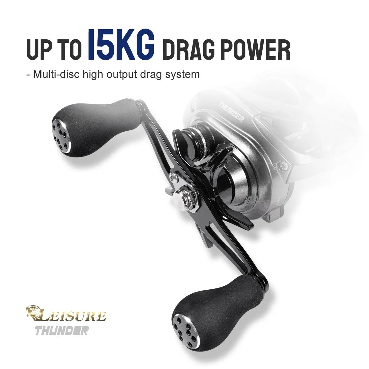 Noeby Predator Baitcasting Reel 6.4:1 Gear Ratio Low Profile Magnetic Braking System 8 + 1 Bearing 15kg Drag Fishing Coil