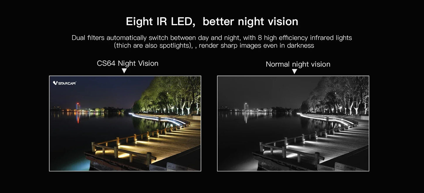 Vstarcam CS64 Outdoor Security Wireless 3MP IP Camera Smart Home Dome Waterproof Color Night Two Way AI Human Detection Camera