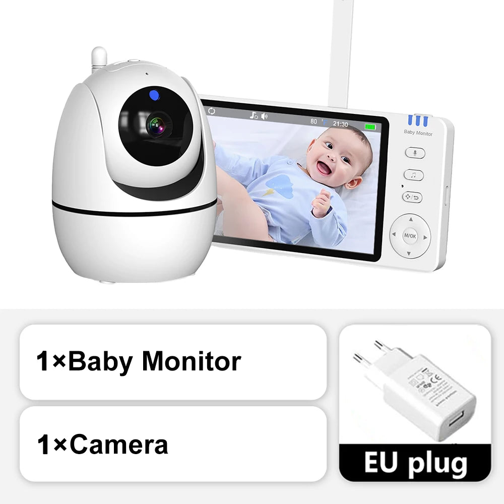 5'' Video Baby Monitor 2.4G Mother Kids Night Vision Zoom PTZ Video Surveillance Cameras With Temperature display Screen ABM501