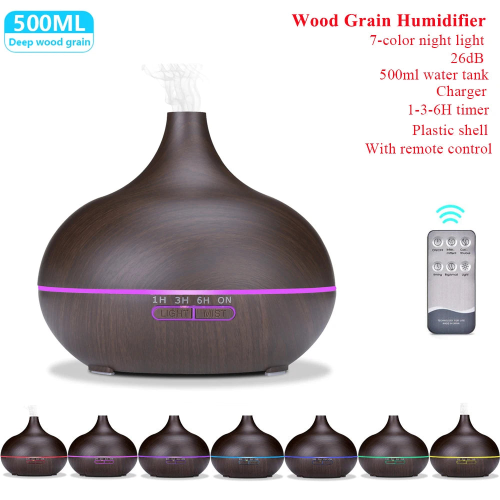 Aroma Essential Oil Diffuser Aromatherapy Ultrasonic Air Humidifier Automatically Remote Control Humidificador 300 500 1000ml