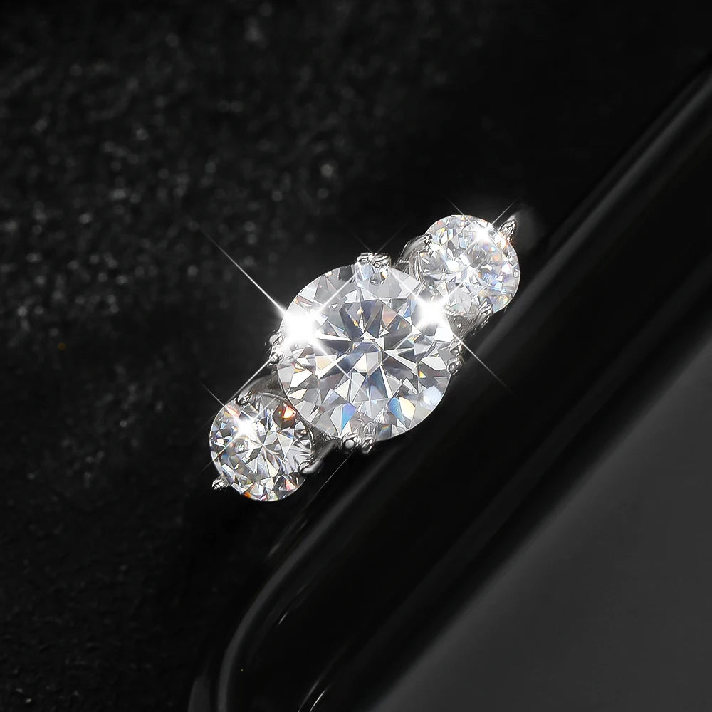 KNOBSPIN D VVS1 Moissanite Ring for Woman Engagement Wedding Jewely with GRA 925 Sterling Sliver Plated White Gold Eternity Band