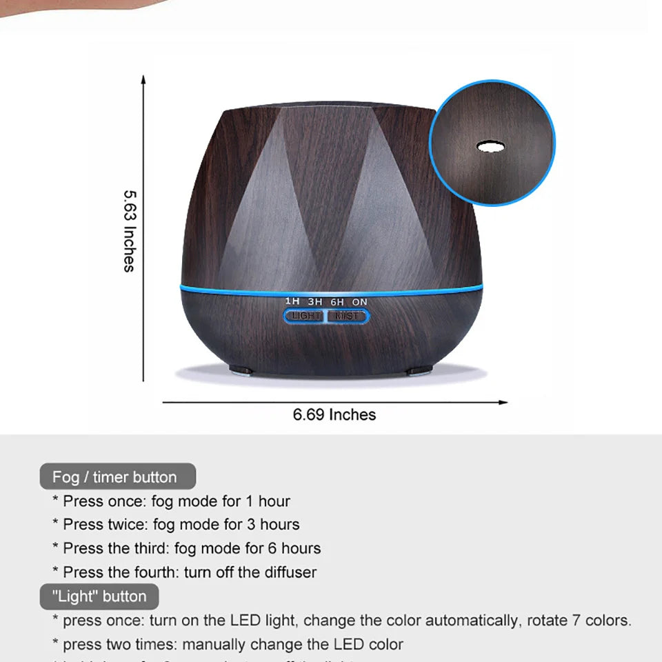 Aroma Essential Oil Diffuser Aromatherapy Ultrasonic Air Humidifier Automatically Remote Control Humidificador 300 500 1000ml