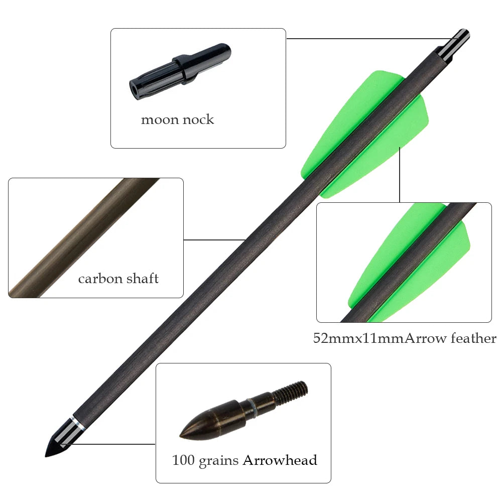 6/12/24pcs 7.5/15 Inch Carbon Crossbow Arrow Bolts 2 Pices Plastic Feathers Archery Arrows for Crossbow Hunting Shooting