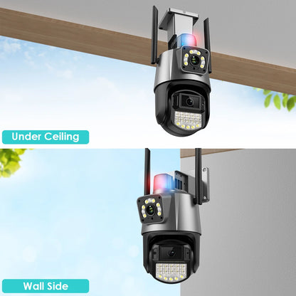 8MP 4K IP Camera Outdoor WiFi PTZ Dual Lens Dual Screen Auto Tracking Waterproof Security Video Surveillance Police Light Alarm
