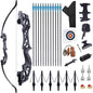52" Bow and Arrow Set for Adults Archery Recurve Bows Beginner Right and Left Handed Takedown Recurve Bow with 12 Carbon Fiber