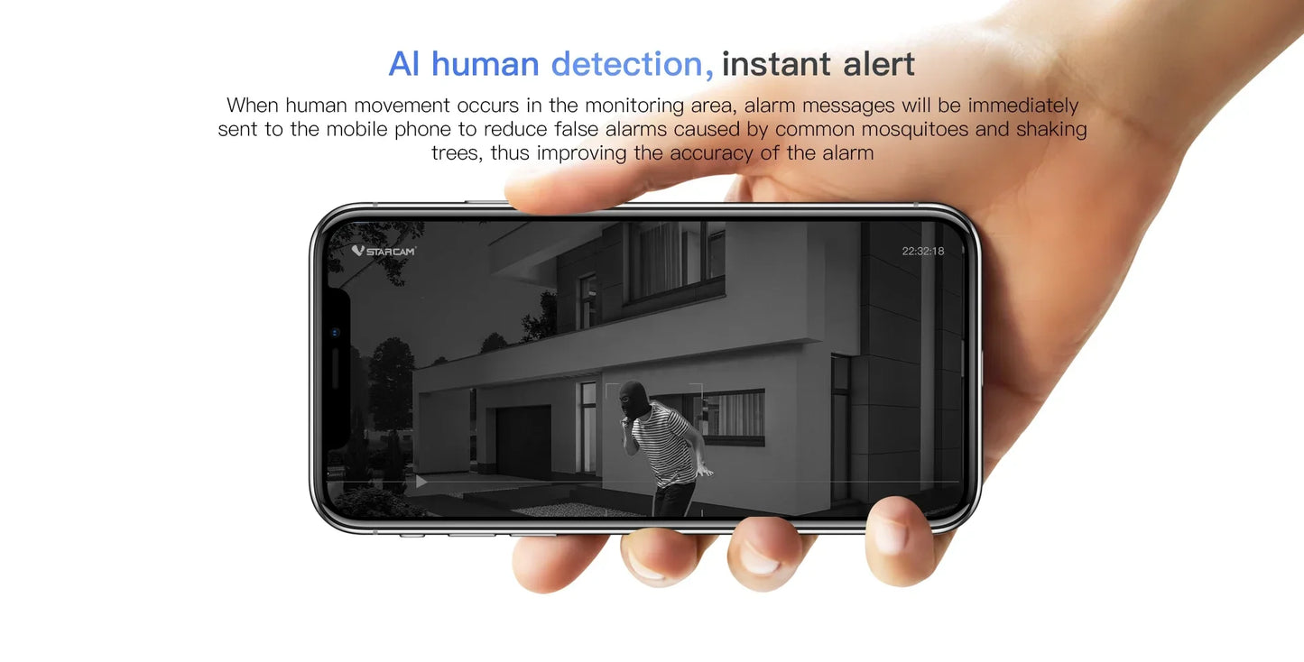 Vstarcam CS64 Outdoor Security Wireless 3MP IP Camera Smart Home Dome Waterproof Color Night Two Way AI Human Detection Camera