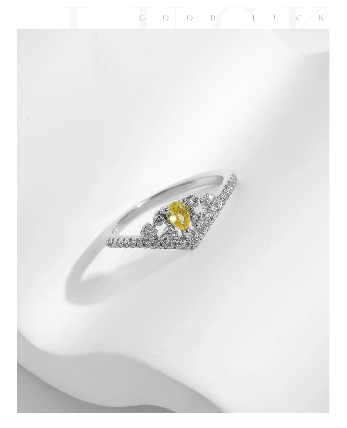 MODIAN 925 Sterling Silver Luxury Sparkling Water Drop CZ Crown Finger Ring For Women Wedding Engagement Fine Jewelry Gifts