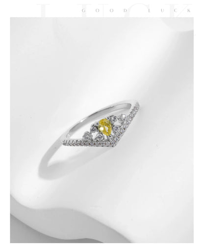 MODIAN 925 Sterling Silver Luxury Sparkling Water Drop CZ Crown Finger Ring For Women Wedding Engagement Fine Jewelry Gifts