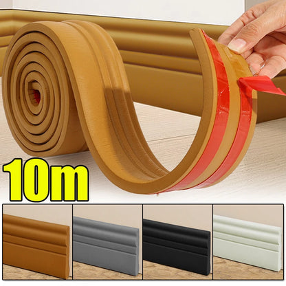 10/2M Self Adhesive Skirting Line Thickened Anti-collision Decoration Kids Corner Line Flexible Floor Skirting Foam Wall Sticker