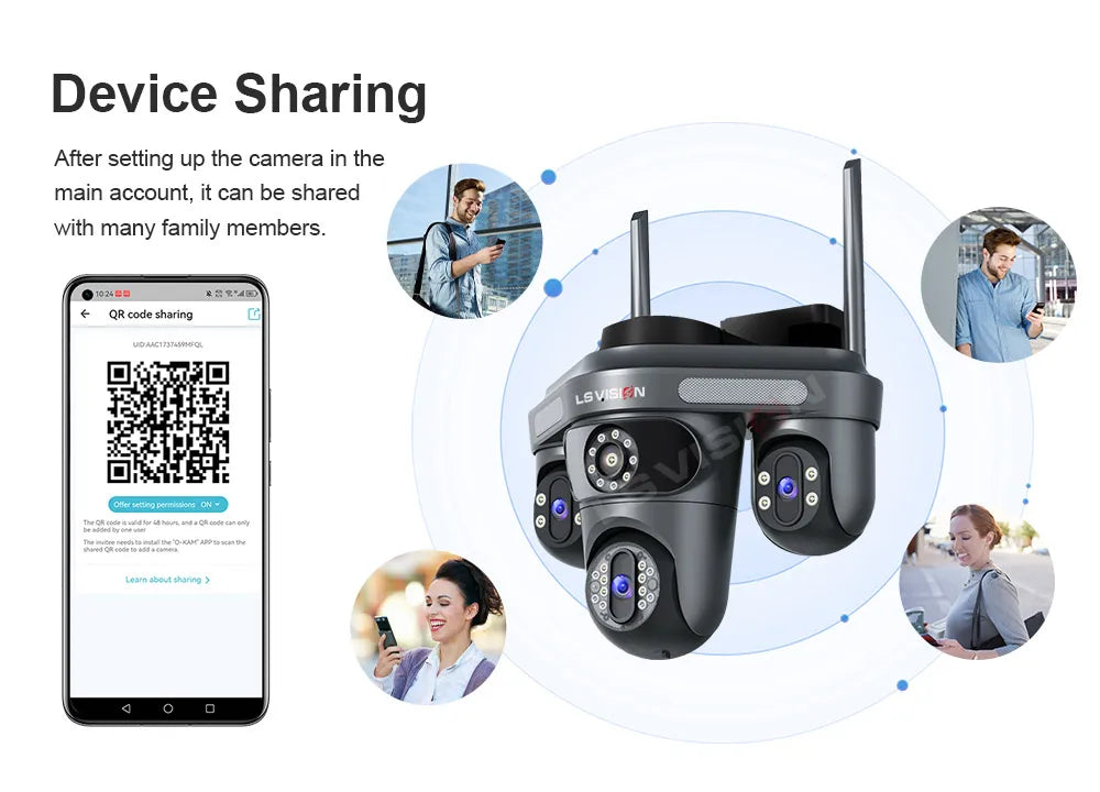 LS VISION Three Screen Camera WIFI 15MP 6K Three Lens  Monitor Night Vision Security Protection  3 PTZ Lens Video Surveillance
