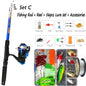Fishing Rod Combo Full Kits 1.8M Telescopic Spinning Reel Baits Lure Set Travel Fishing Gear Hooks Pole Accessories Beginner