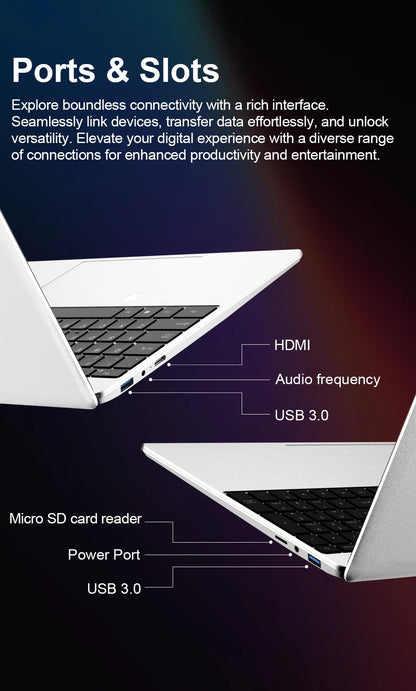 15.6inch Intel Notebook PC Ultra Slim Laptop Intel Celeron N4000 16GB RAM 1TB 2TB SSD Office Study Computer PC Windows 11 Pro